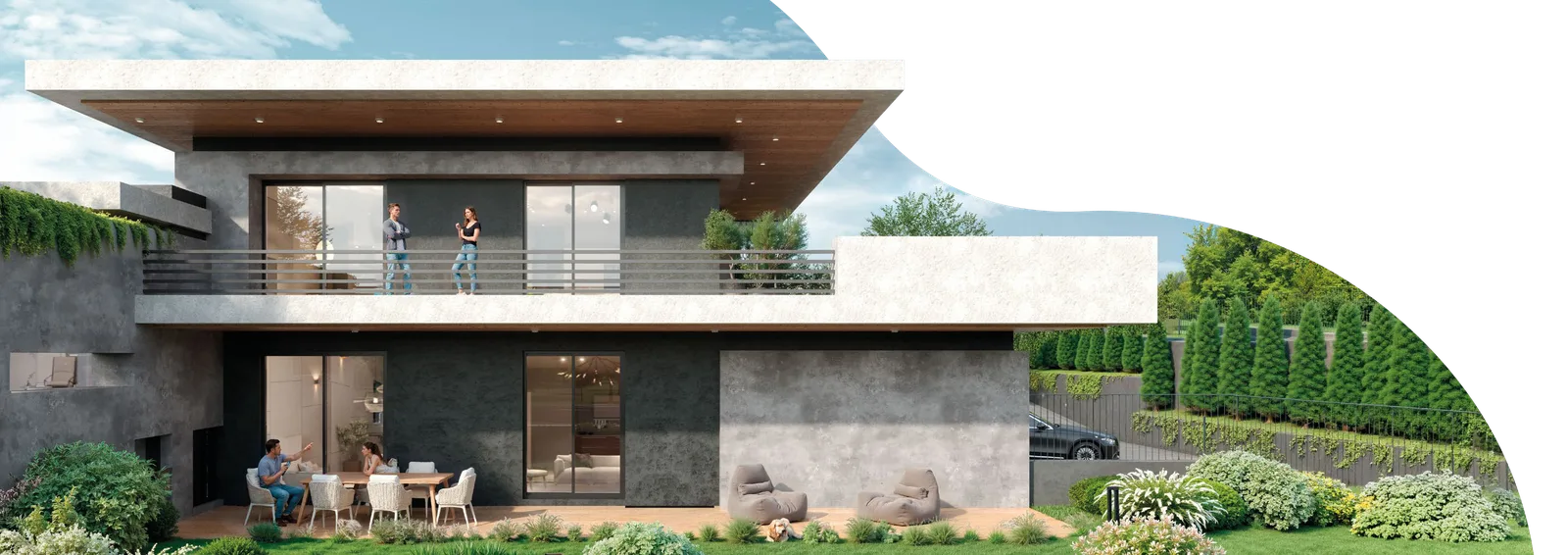 İki katlı villa cephesi